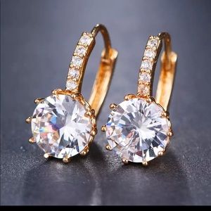 New 925 Rose Gold Sapphire Stud Earrings